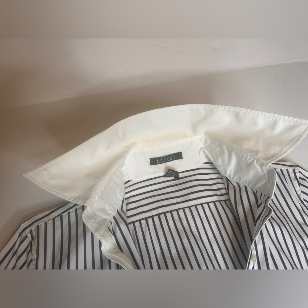 Lauren Ralph Lauren Navy & White Button Up Shirt, Sz. XL - Picture 8 of 16